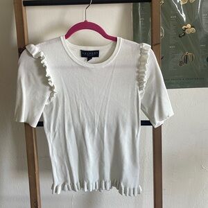 laundry white knit short sleeve top